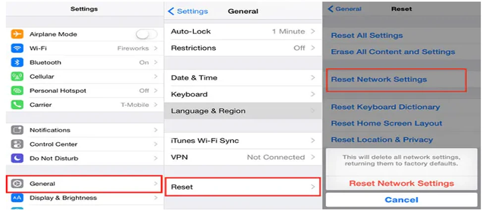  iPhone Network Setting reset