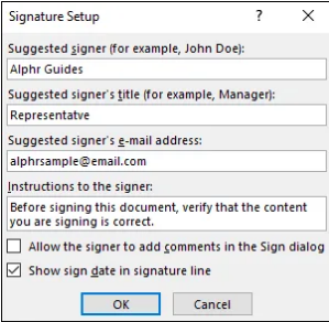 drawing signature in word