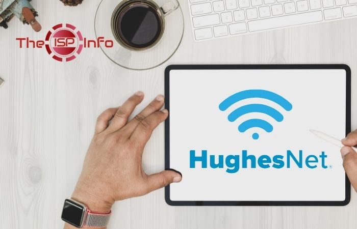 hughesnet logo on the tablet